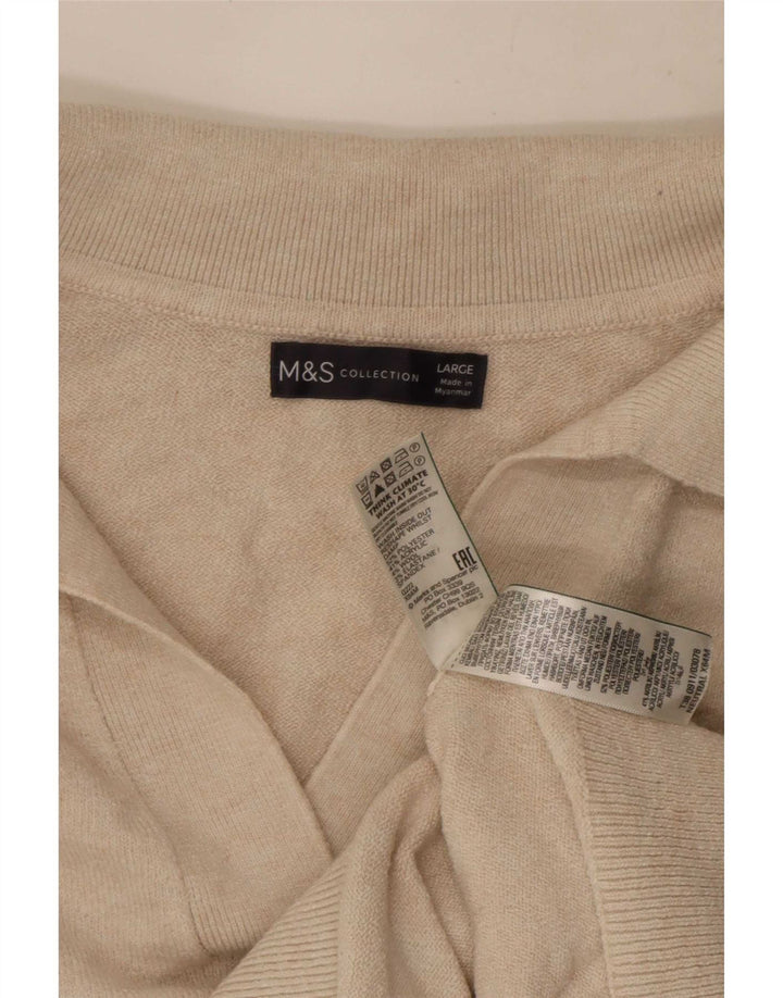 Marks & Spencer Jersey extragrande con cuello tipo polo para mujer, talla 40, color beige