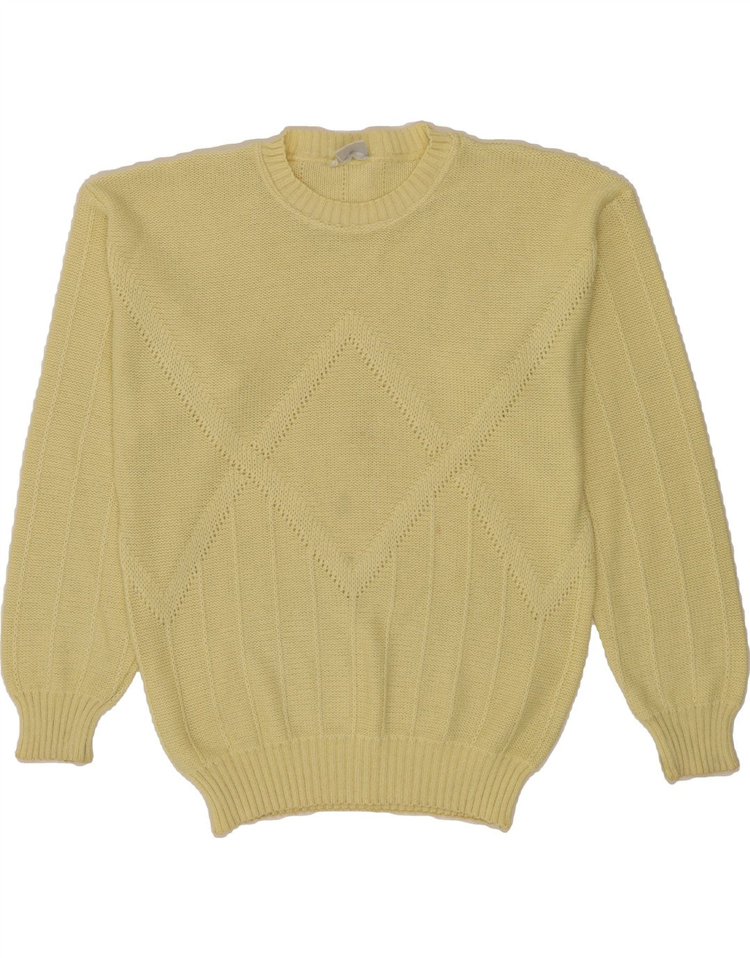 VINTAGE Mens Crew Neck Jumper Sweater IT 50 Medium Yellow Cotton Vintage Vintage and Second-Hand Vintage from Messina Hembry 