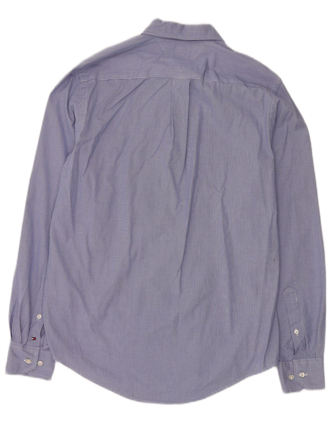 Camisa Tommy Hilfiger de corte personalizado para hombre, talla pequeña, azul, pata de gallo, algodón, clásico