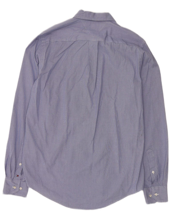 Camisa Tommy Hilfiger de corte personalizado para hombre, talla pequeña, azul, pata de gallo, algodón, clásico