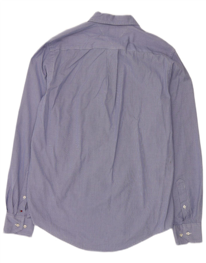 Camisa Tommy Hilfiger de corte personalizado para hombre, talla pequeña, azul, pata de gallo, algodón, clásico