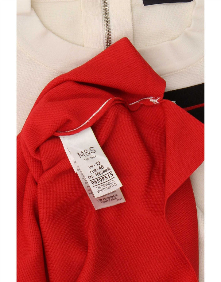 Marks & Spencer Top sin mangas para mujer UK 40 Mediano Blanco Colorblock Poliamida