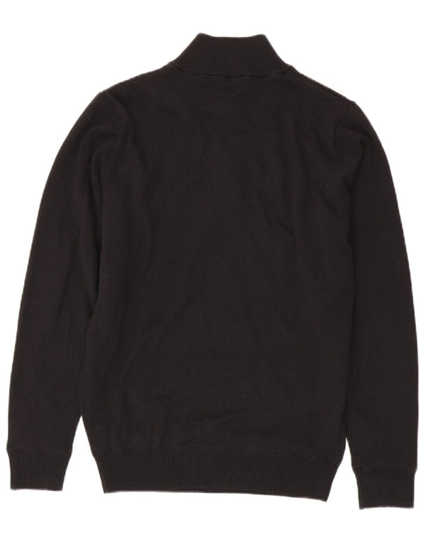 Calvin Klein Suéter tipo jersey con cuello y cremallera para hombre pequeño de algodón negro