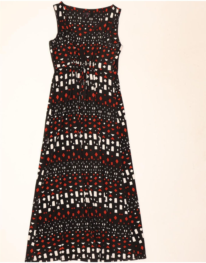 Jasper Conran Vestido largo sin mangas para mujer UK 40 Mediano Negro Geométrico