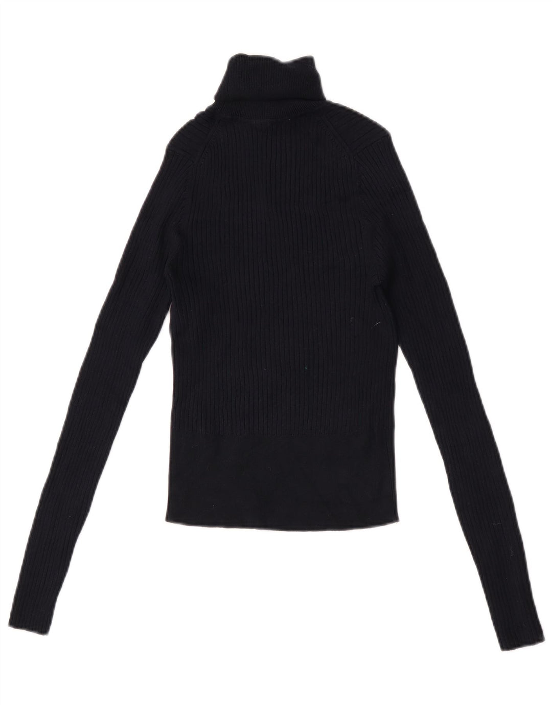 Zara Mujer Crop Top Manga Larga UK 42 Medio Azul Marino Viscosa