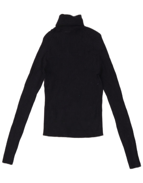 Zara Mujer Crop Top Manga Larga UK 42 Medio Azul Marino Viscosa
