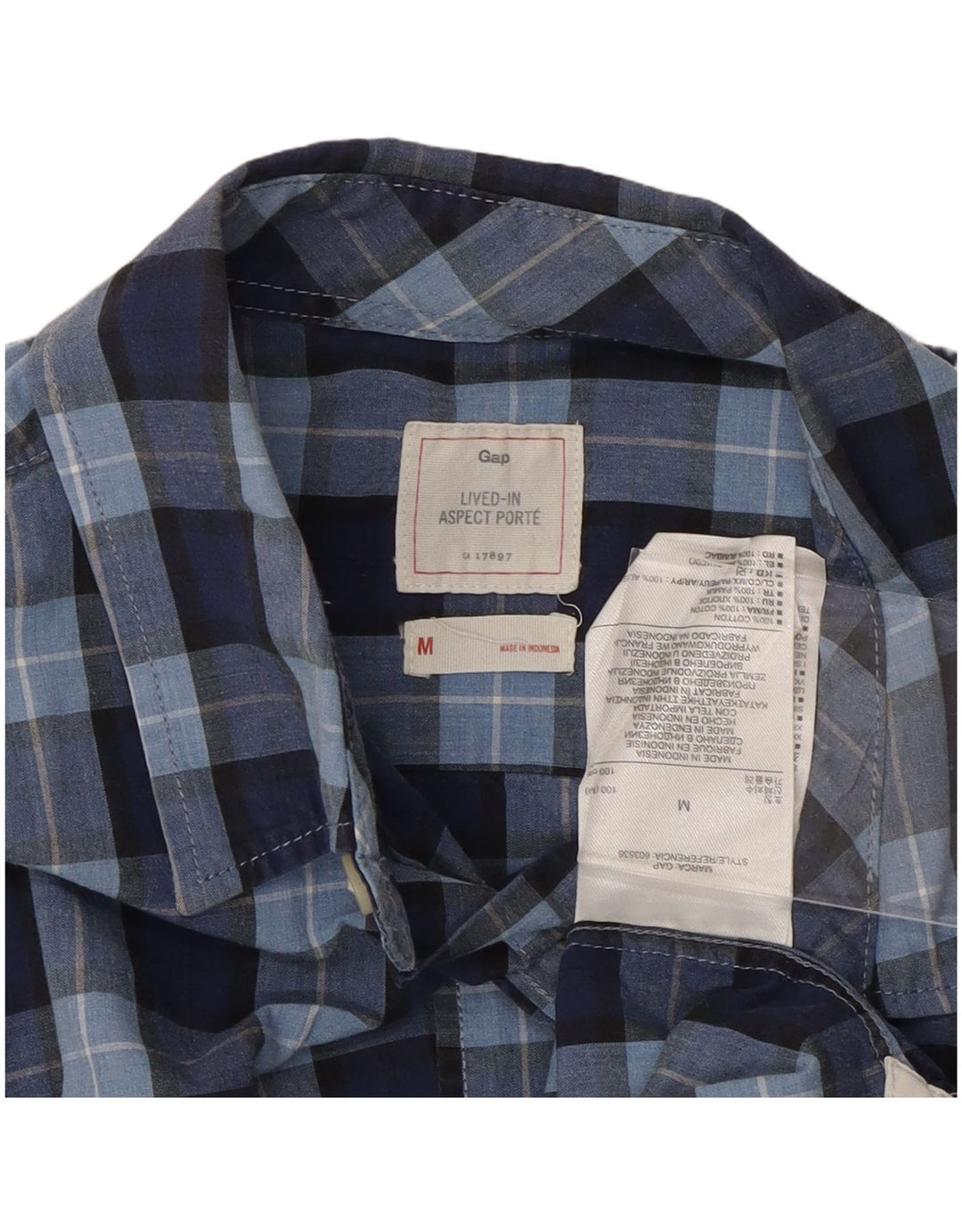 Camisa GAP para hombre de algodón a cuadros azul marino mediano