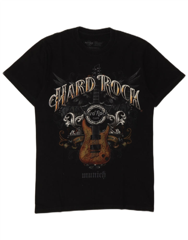 Hard Rock Cafe Mens Munich Graphic Camiseta Top Pequeño Algodón Negro
