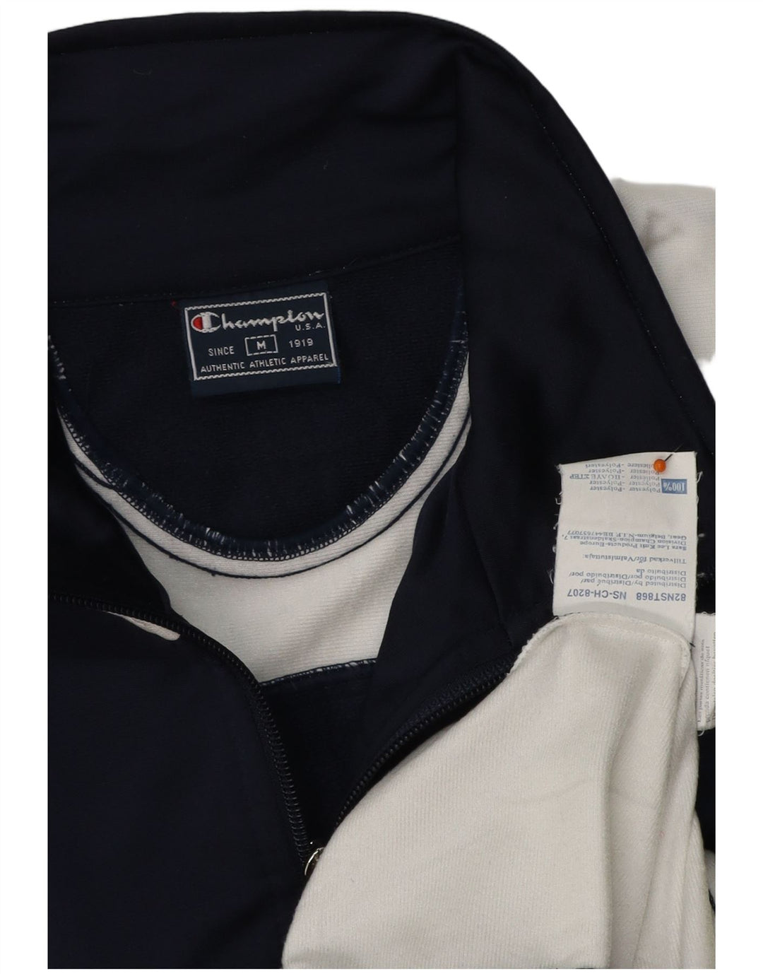 CHAMPION Mens Tracksuit Top Jacket Medium Navy Blue Colourblock Polyester