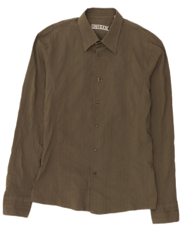 Camisa Bikkembergs Hombre Large Caqui Poliéster