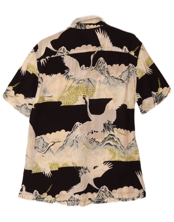 All Saints Hombre Camisa De Manga Corta Con Estampado Abstracto Viscosa Negra Mediana