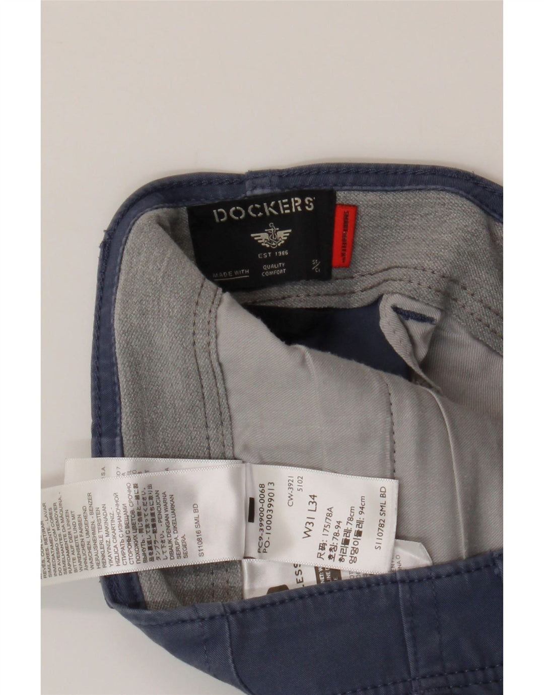 DOCKERS Pantalón chino recto para hombre W31 L28 Algodón azul