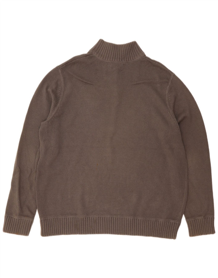 EDDIE BAUER Jersey con cuello y cremallera para hombre XL Algodón gris