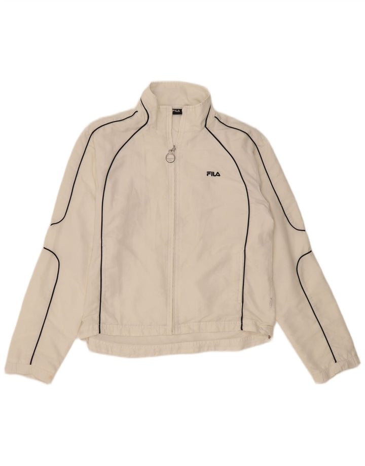 Fila Mujer Chándal Top Chaqueta UK 40 Grande Poliéster Blanco