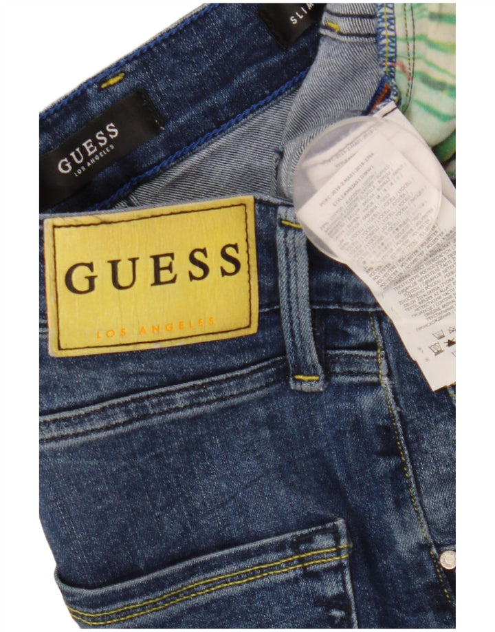 Guess Vaqueros ajustados desgastados para hombre W32 L33 Viscosa azul