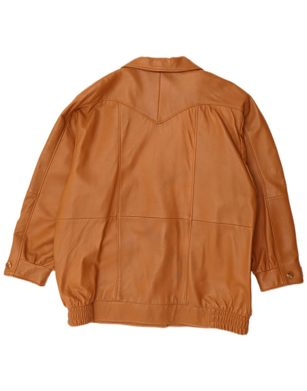 Vintage mujer chaqueta de cuero de gran tamaño EU 44 XL cuero marrón