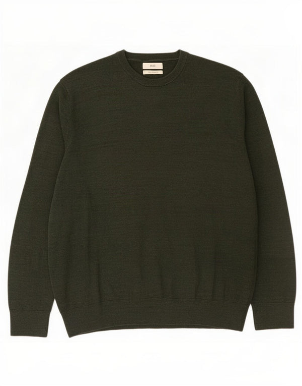 Marks & Spencer - Jersey de cuello redondo para hombre, talla 2XL, algodón caqui