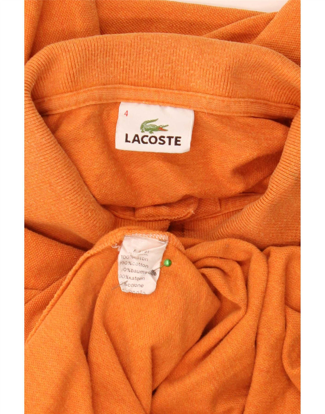 Lacoste Polo de manga larga para hombre talla 4 mediano algodón naranja