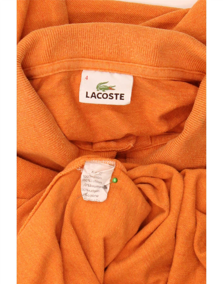 Lacoste Polo de manga larga para hombre talla 4 mediano algodón naranja