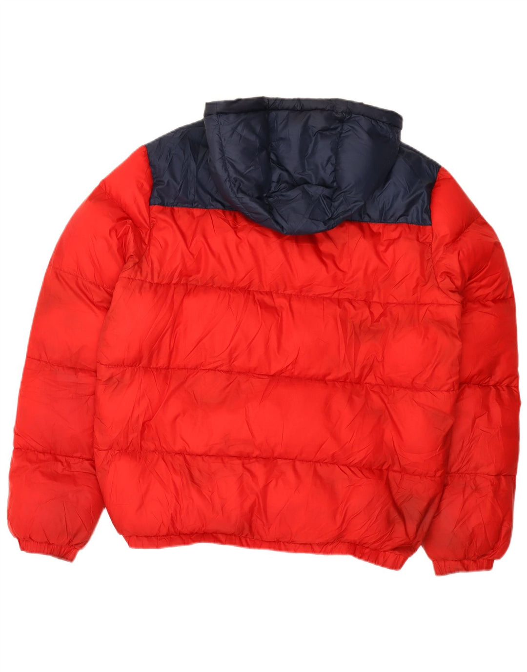 TOMMY HILFIGER Mens Hooded Padded Jacket UK 40 Large Red Colourblock