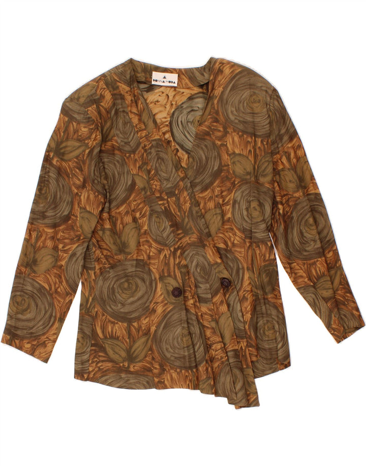 VINTAGE Womens Abstract Pattern Blazer Jacket UK 12 Medium  Brown Acetate Vintage Vintage and Second-Hand Vintage from Messina Hembry 