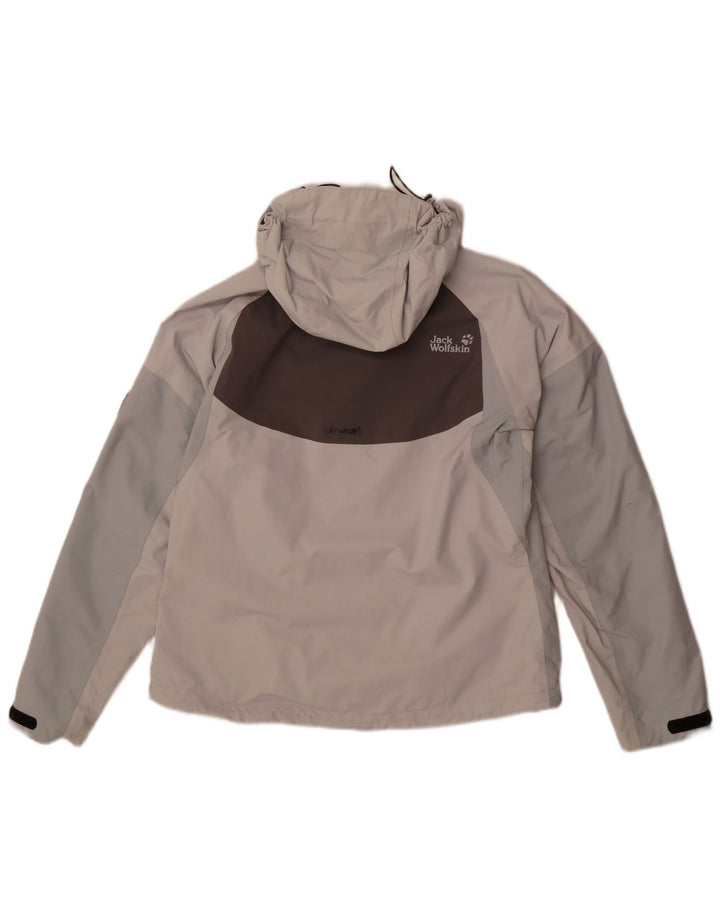 Jack Wolfskin Chaqueta impermeable con capucha para mujer UK 12/14 Gris medio Colorblock