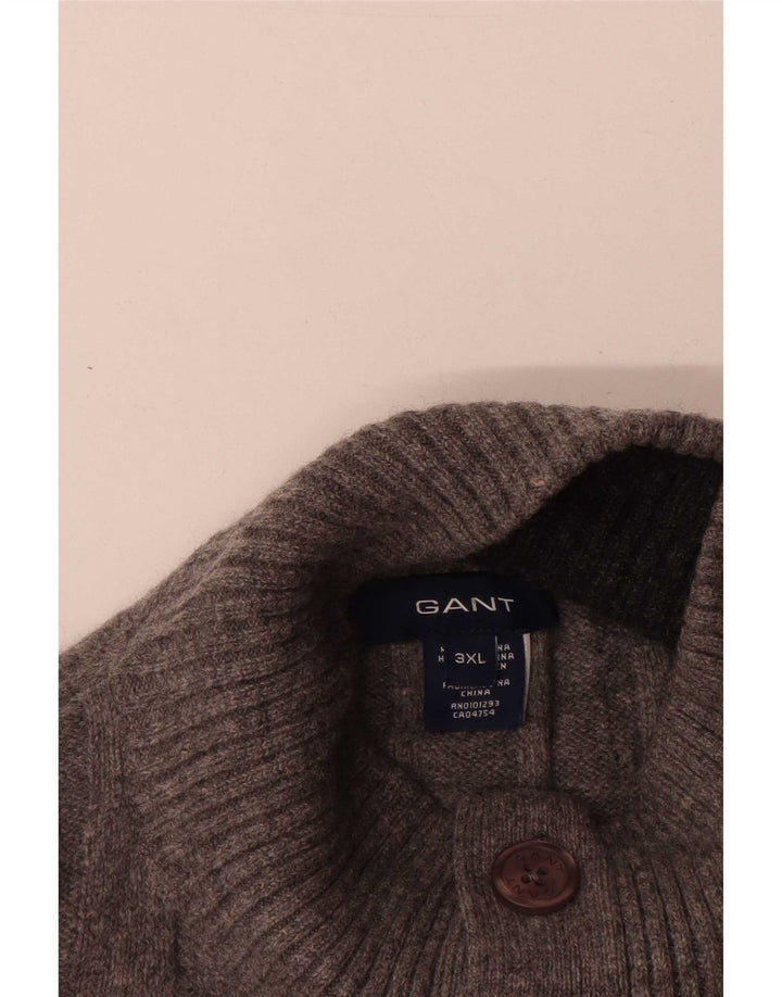 Gant Jersey De Cuello Con Botones Para Hombre 3XL Gris Lana De Cordero