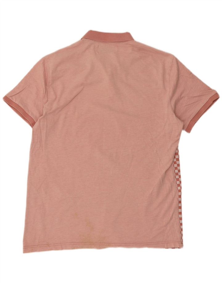 Polo Penguin para hombre, talla grande, rosa, geométrico