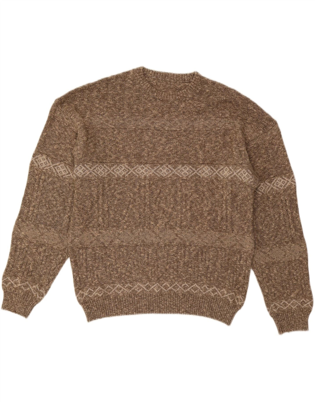 VINTAGE Jersey de cuello redondo para hombre IT 56 2XL Marrón Rayas