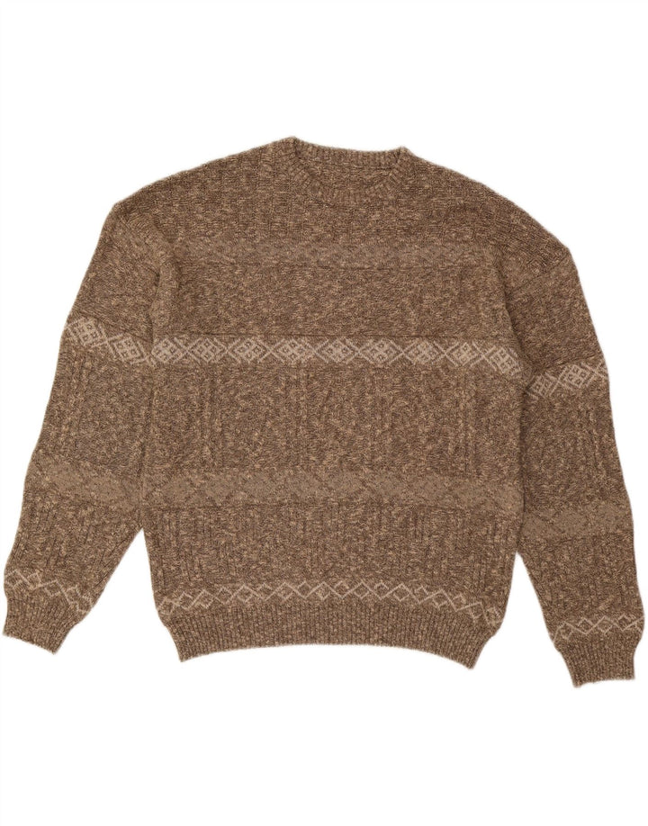 VINTAGE Jersey de cuello redondo para hombre IT 56 2XL Marrón Rayas