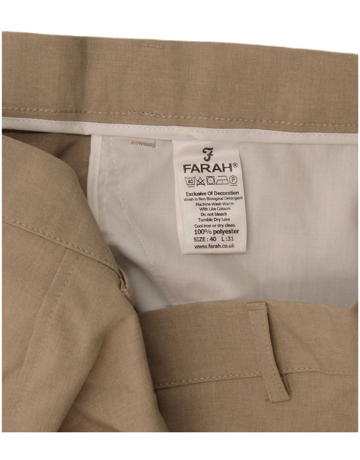 Farah Hombre Pantalones Casuales Rectos W40 L31 Poliéster Beige