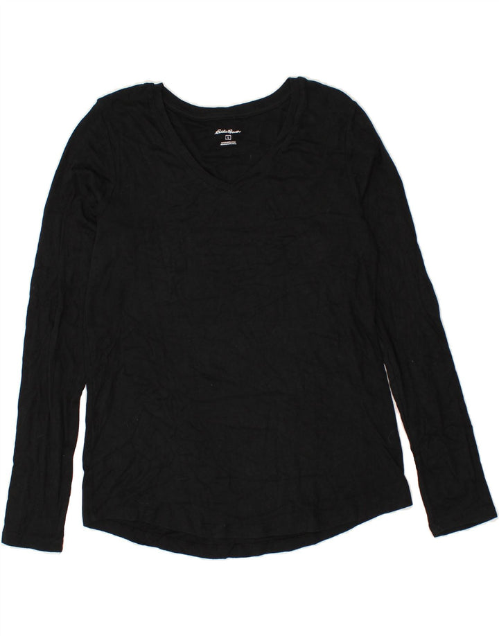 EDDIE BAUER Top de mujer de manga larga UK 16 Grande Algodón negro