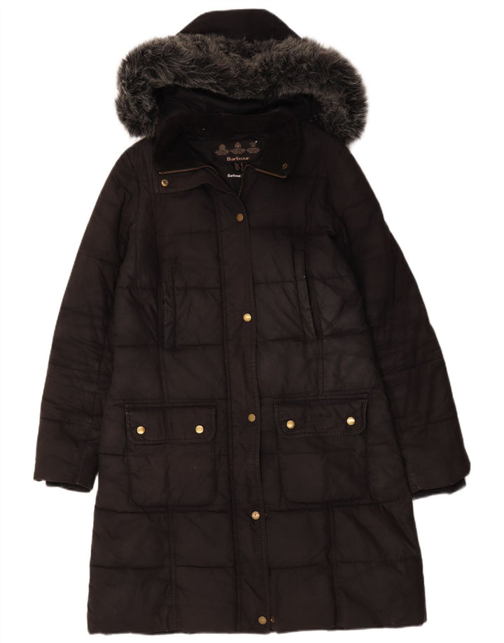 Barbour Abrigo acolchado con capucha para mujer Reino Unido 42 Mediano Negro