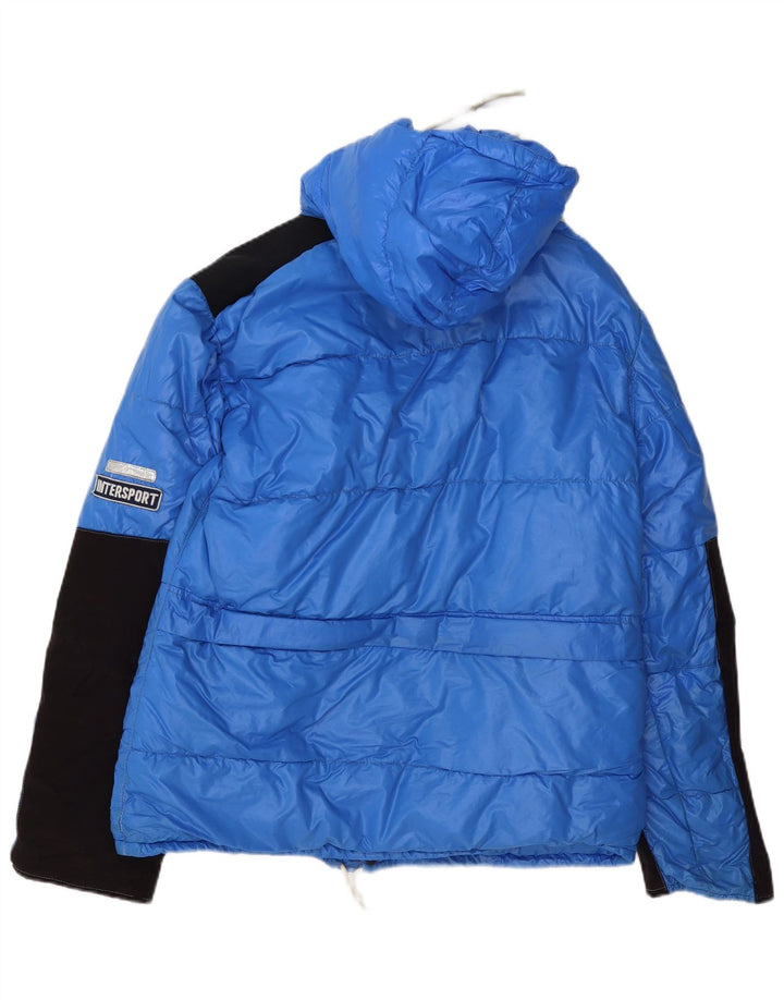 Chaqueta acolchada con capucha vintage para hombre IT 50 Poliamida azul grande con bloques de color