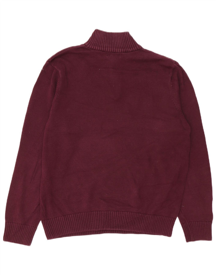 DOCKERS Suéter tipo jersey con cuello y cremallera para hombre, grande, color burdeos