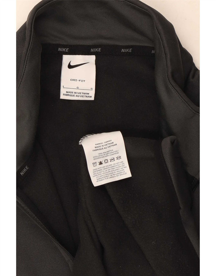 Nike Dri Fit - Chándal con cremallera y cuello para hombre, talla grande, poliéster gris