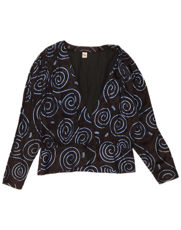 TRU Blusa camisera con patrón abstracto para mujer IT 42 Medium Black