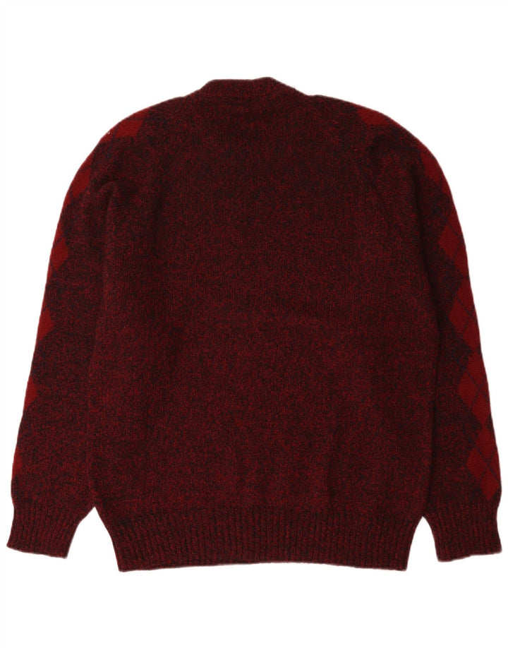 S.Moritz Jersey De Cuello Redondo Para Hombre Pequeño Borgoña Argyle/Diamond Wool