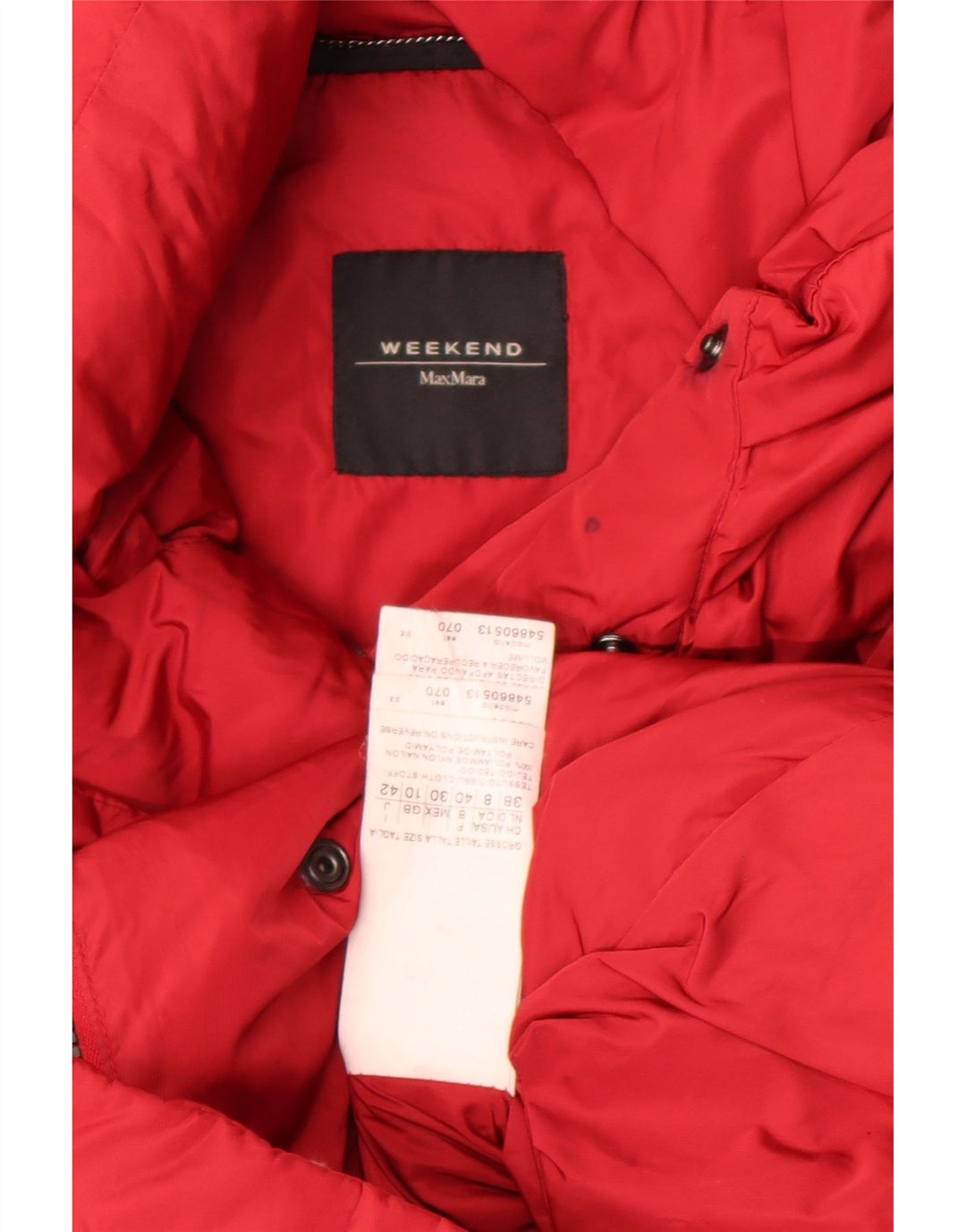 Max Mara Mujer Weekend Chaqueta Acolchada Extragrande UK 10 Small Red Nylon
