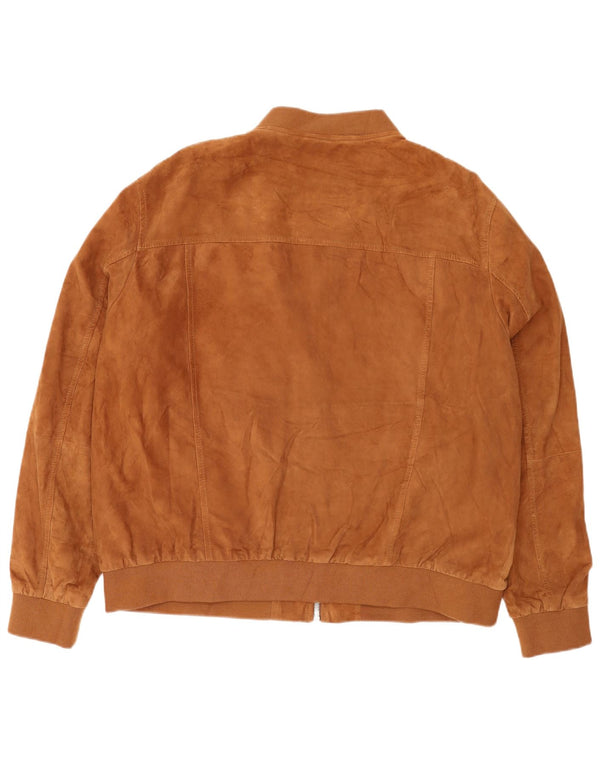 Marks & Spencer Chaqueta bomber de ante para hombre UK 46 3XL Cuero marrón