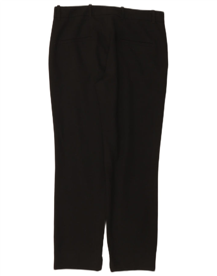 ZARA Mujer Pantalón Chino Recto Small W26 L26 Negro Poliéster