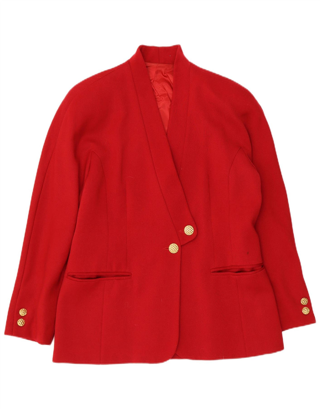 Vintage mujer 2 botones Blazer chaqueta IT 44 lana virgen roja mediana