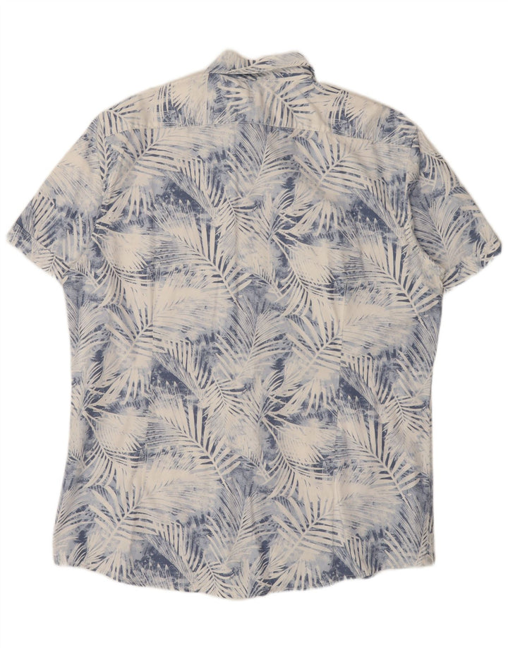Celio Camisa de manga corta para hombre 2XL Algodón floral azul