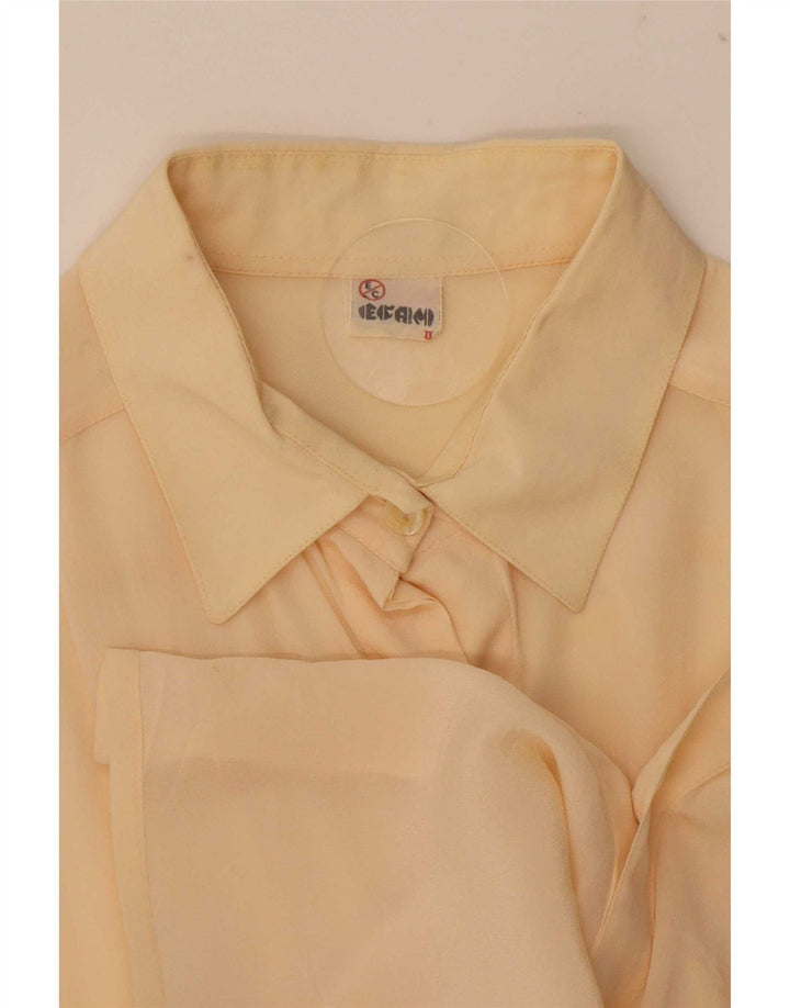 Vintage mujer camisa blusa Reino Unido 16 grande beige