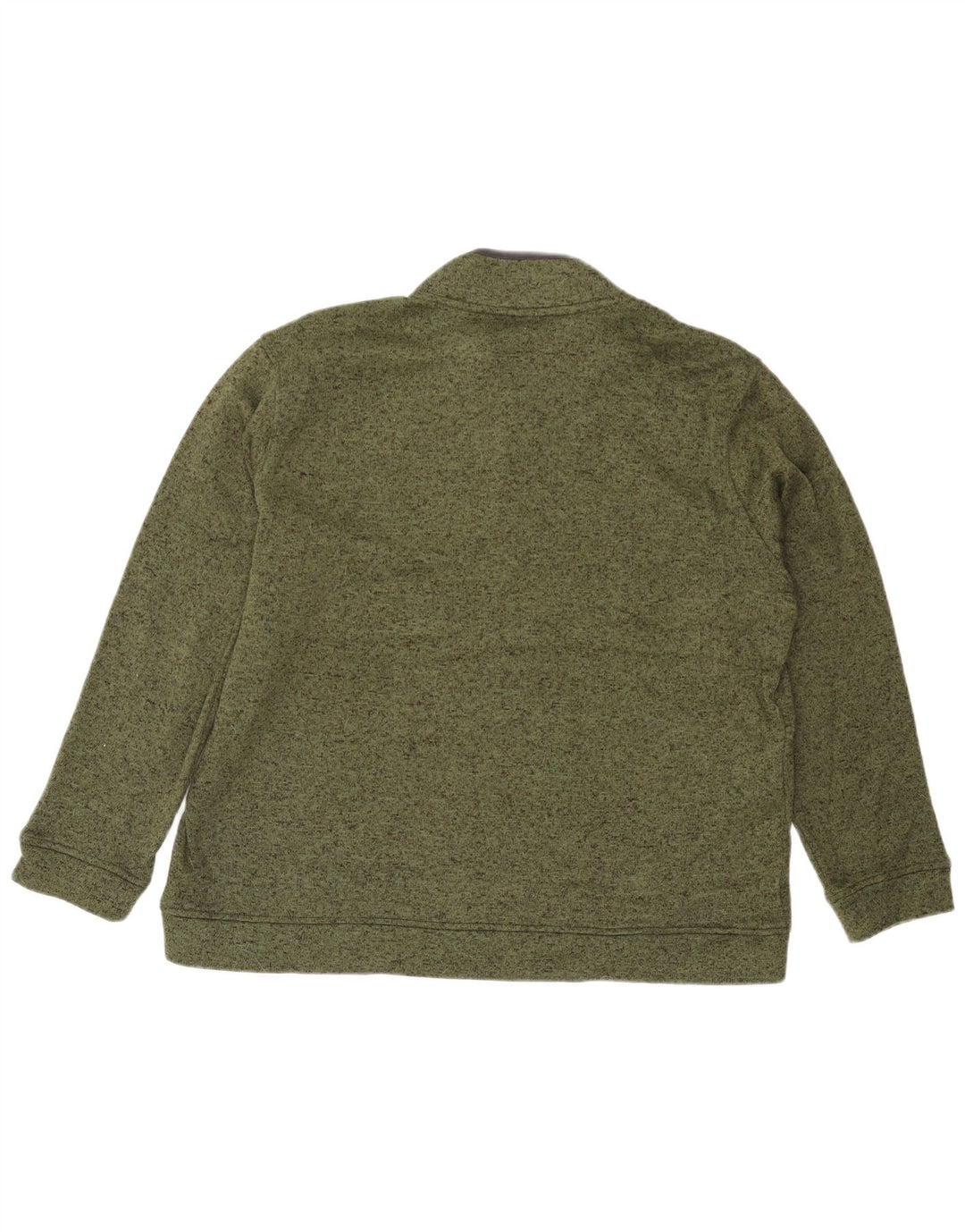 Eddie Bauer - Sudadera con cuello y botones para hombre, talla 2XL, poliéster moteado verde