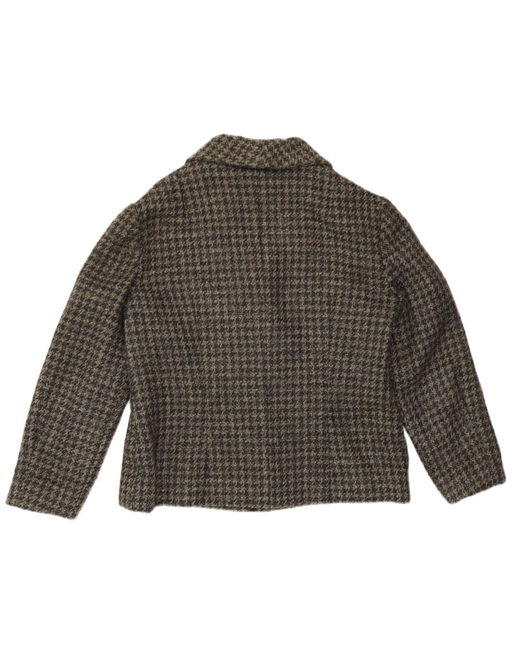 Vintage mujer 3 botones Blazer chaqueta Reino Unido 14 gris medio Houndstooth