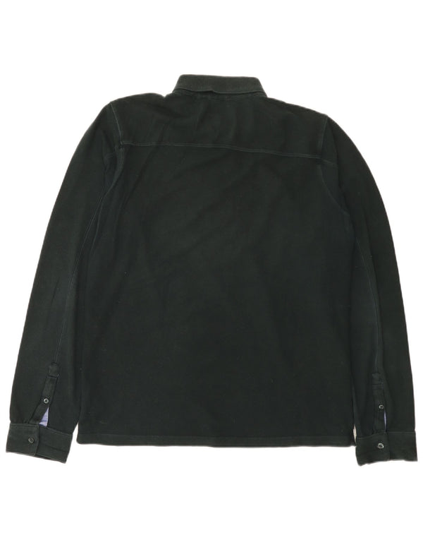 Liu Jo - Polo de rugby de manga larga para hombre, talla grande, algodón verde