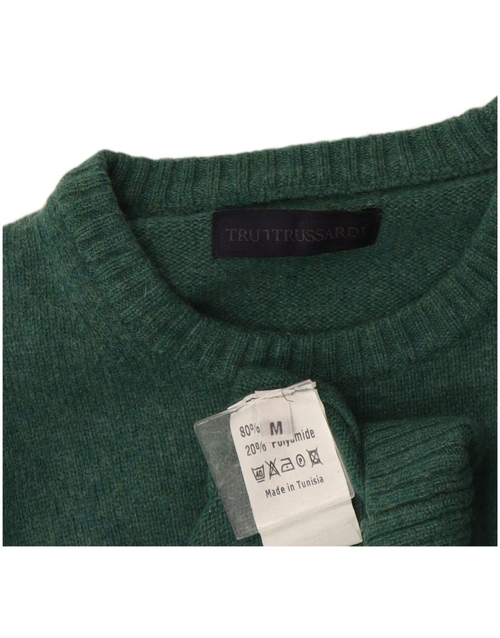 Jersey Trussardi Hombre Con Cuello Redondo De Lana Verde Medio