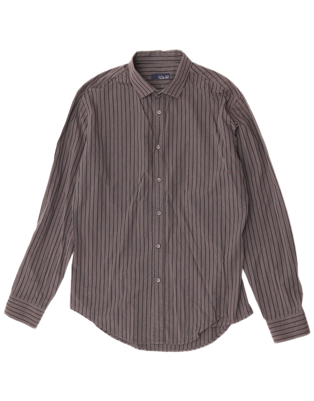 Zara Hombre Camisa Grande Rayas Grises