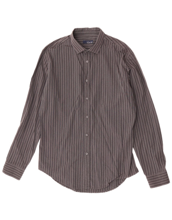 Zara Hombre Camisa Grande Rayas Grises